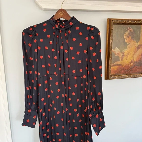 Hatch Black‎ and Red Black Maternity Turtleneck Mock neck Maxi Dress size XS